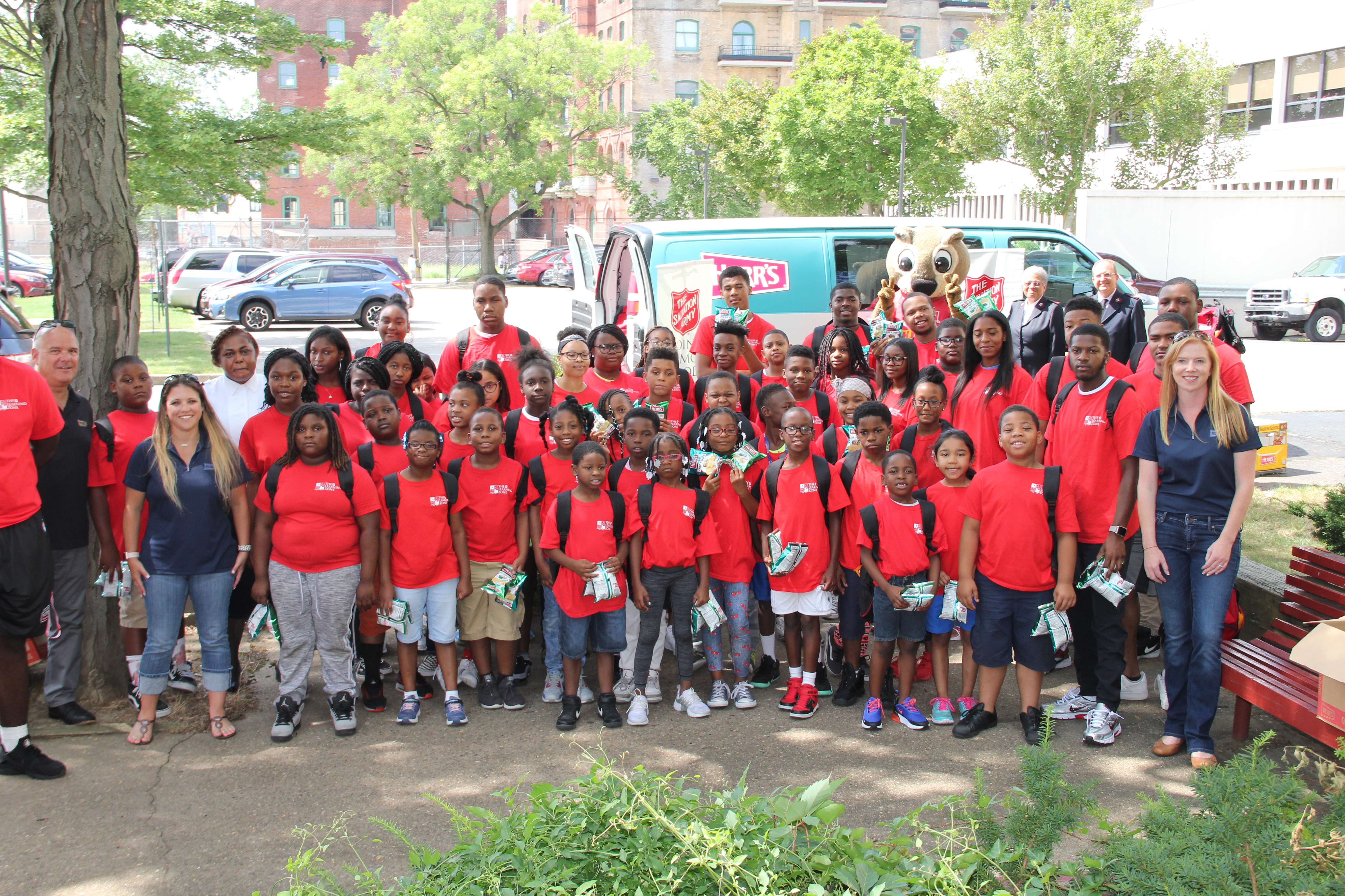 Group of kid with the Salvation Army's Back to School Program